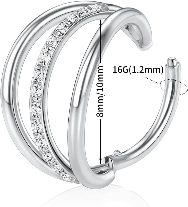 FUNLMO Store 316L Surgical Steel Nose Hoop Septum Conch Piercing Jewelry Cartilage Daith Helix Tragus Rook Lobe Earring Triple/Double Nose Lip Ring 20G 18G 16G - Image 2